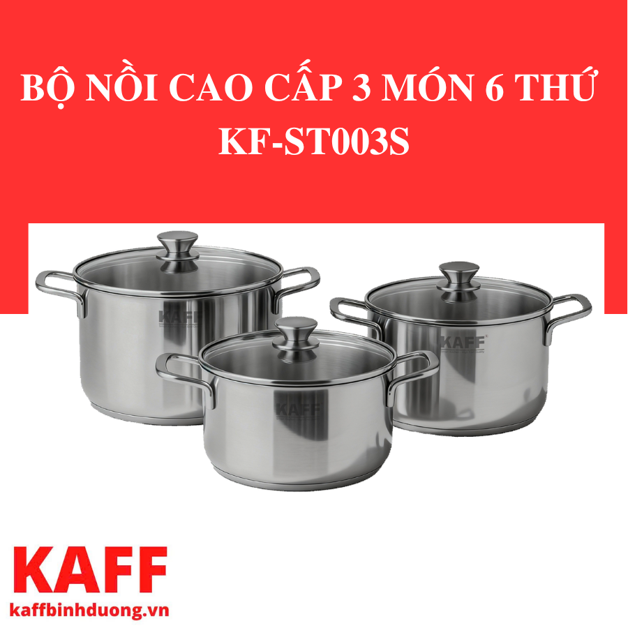 Bộ Nồi Inox 304 Cao Cấp 3 Món 6 Thứ KF-ST003S